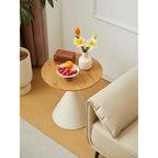 Table Basse Ronde Simple et Moderne avec Piètement Double Cône en Acier Carbone, pour Salon