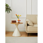 Table Basse Ronde Simple et Moderne avec Piètement Double Cône en Acier Carbone, pour Salon