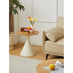 Table Basse Ronde Simple et Moderne avec Piètement Double Cône en Acier Carbone, pour Salon