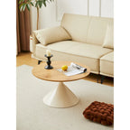 Table Basse Ronde Simple et Moderne avec Piètement Double Cône en Acier Carbone, pour Salon