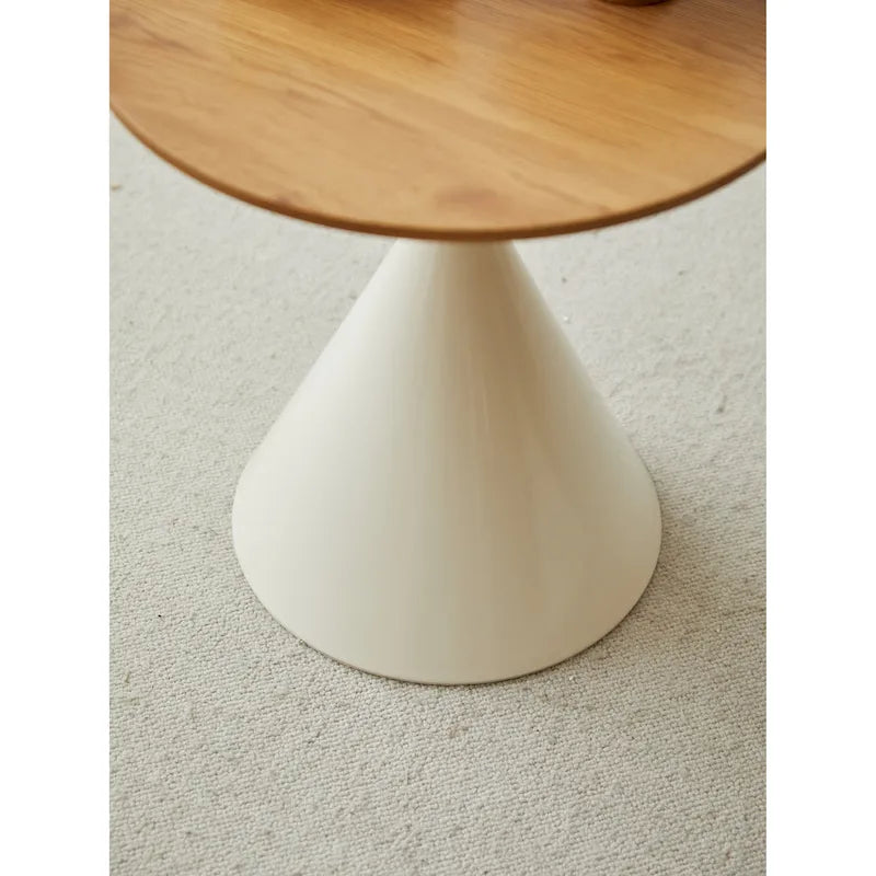 Table Basse Ronde Simple et Moderne avec Piètement Double Cône en Acier Carbone, pour Salon