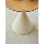 Table Basse Ronde Simple et Moderne avec Piètement Double Cône en Acier Carbone, pour Salon