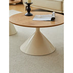Table Basse Ronde Simple et Moderne avec Piètement Double Cône en Acier Carbone, pour Salon