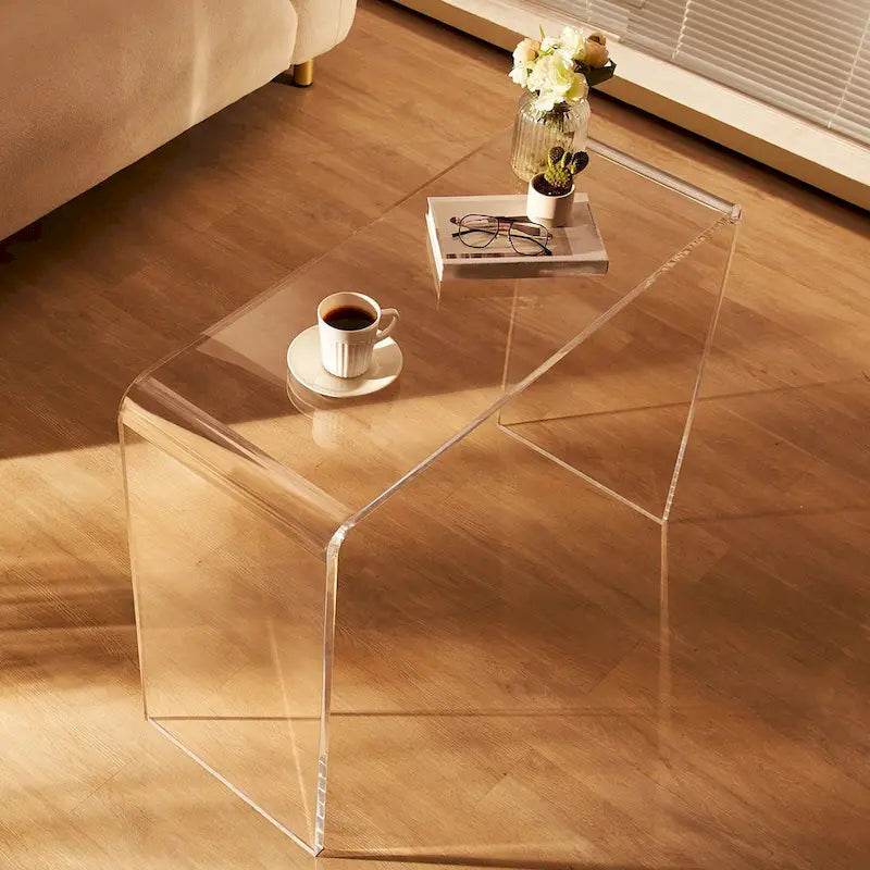 Table d'appoint/console rectangulaire en acrylique transparent, idéale pour l'intérieur et l'extérieur - 38x15x29 po