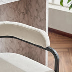 Lot de 2 tabourets de bar rembourrés en tissu, tabourets de bar hauteur comptoir avec dossier courbé, chaise de salle à manger avec cadre et accoudoirs en métal
