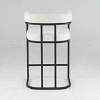 Lot de 2 tabourets de bar rembourrés en tissu, tabourets de bar hauteur comptoir avec dossier courbé, chaise de salle à manger avec cadre et accoudoirs en métal