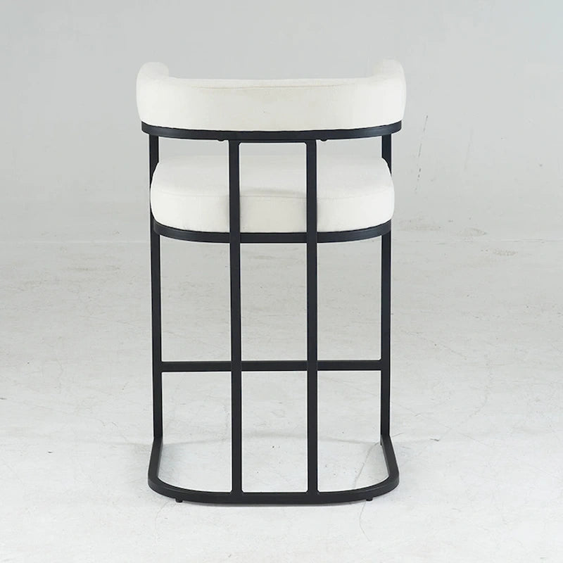 Lot de 2 tabourets de bar rembourrés en tissu, tabourets de bar hauteur comptoir avec dossier courbé, chaise de salle à manger avec cadre et accoudoirs en métal