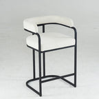 Lot de 2 tabourets de bar rembourrés en tissu, tabourets de bar hauteur comptoir avec dossier courbé, chaise de salle à manger avec cadre et accoudoirs en métal