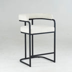 Lot de 2 tabourets de bar rembourrés en tissu, tabourets de bar hauteur comptoir avec dossier courbé, chaise de salle à manger avec cadre et accoudoirs en métal