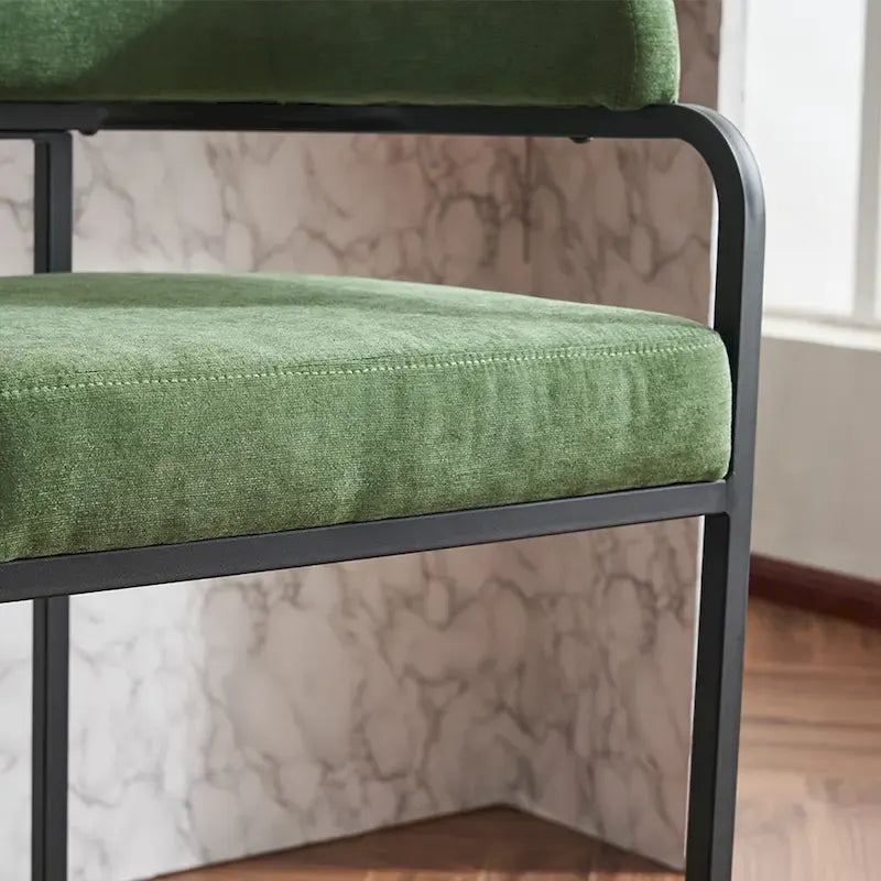 Lot de 2 tabourets de bar rembourrés en tissu, tabourets de bar hauteur comptoir avec dossier courbé, chaise de salle à manger avec cadre et accoudoirs en métal