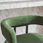 Lot de 2 tabourets de bar rembourrés en tissu, tabourets de bar hauteur comptoir avec dossier courbé, chaise de salle à manger avec cadre et accoudoirs en métal