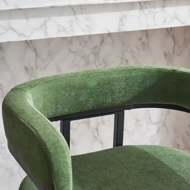 Lot de 2 tabourets de bar rembourrés en tissu, tabourets de bar hauteur comptoir avec dossier courbé, chaise de salle à manger avec cadre et accoudoirs en métal