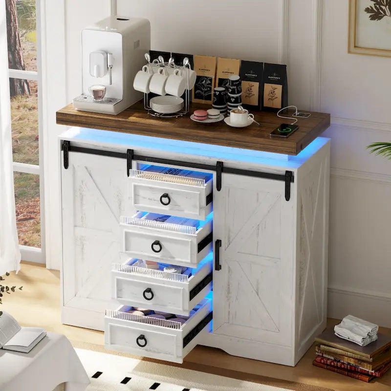 Commode d'appoint à 5 tiroirs avec lumière DEL - S.O.
