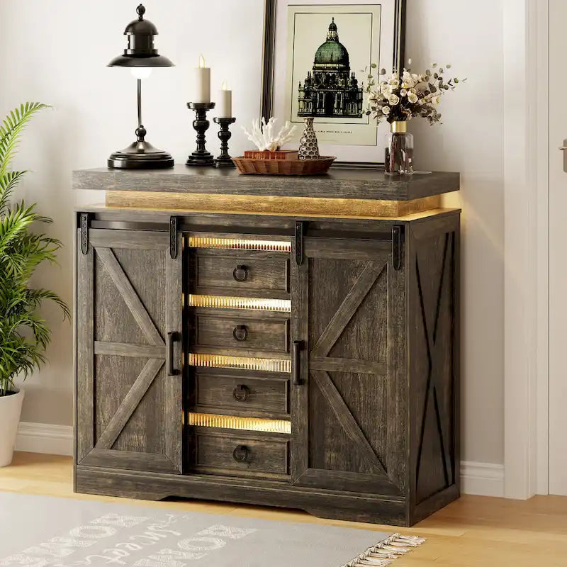 Commode d'appoint à 5 tiroirs avec lumière DEL - S.O.
