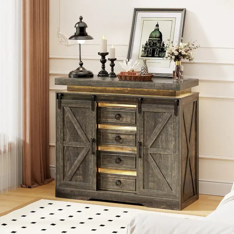 Commode d'appoint à 5 tiroirs avec lumière DEL - S.O.