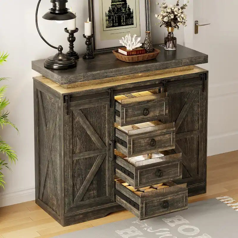 Commode d'appoint à 5 tiroirs avec lumière DEL - S.O.