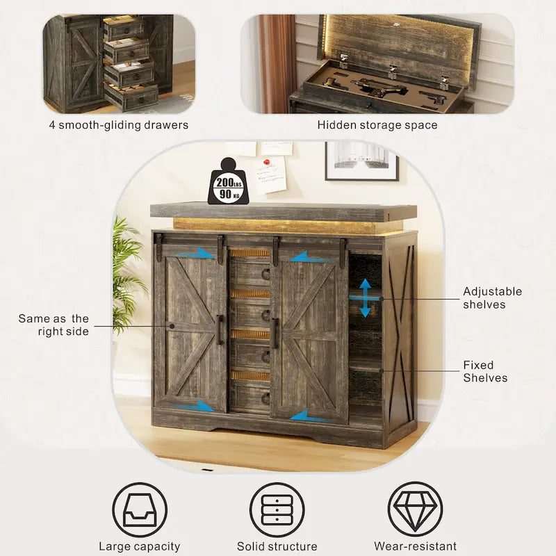 Commode d'appoint à 5 tiroirs avec lumière DEL - S.O.