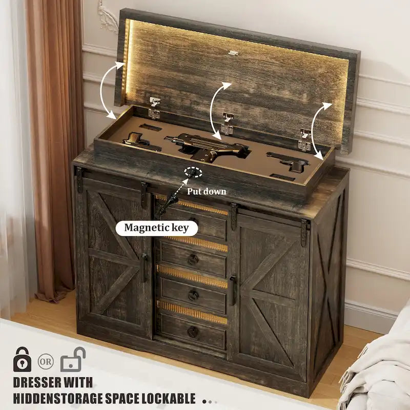 Commode d'appoint à 5 tiroirs avec lumière DEL - S.O.