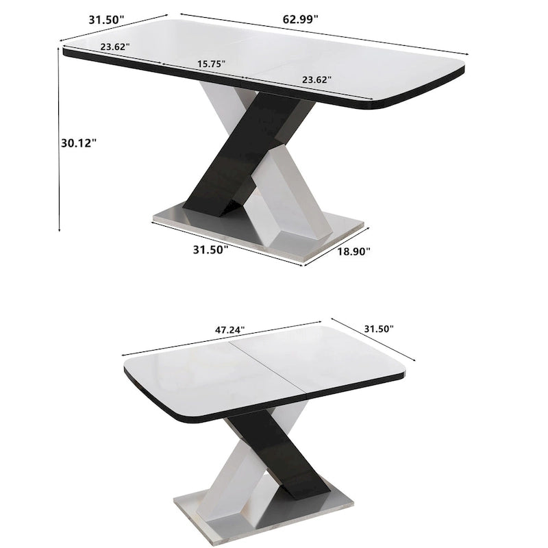 Table à manger carrée extensible moderne