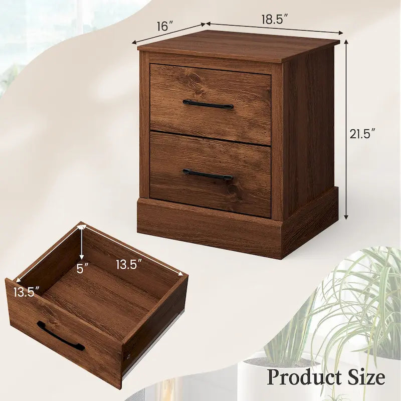 Table de chevet Gymax avec 2 tiroirs, table d'appoint de canapé compacte (lot de 2)