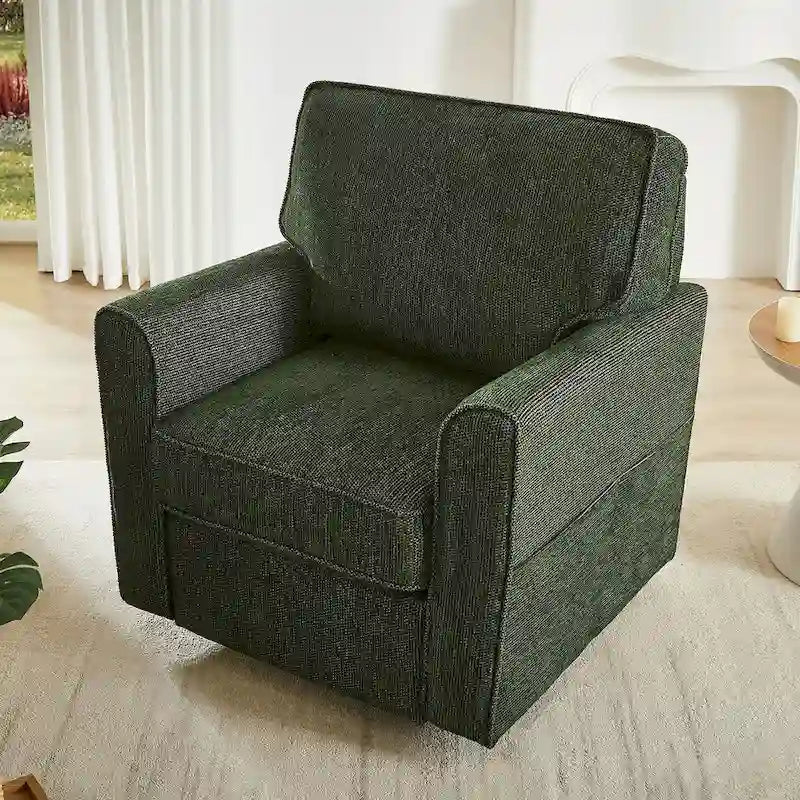 Fauteuil pivotant Chenille 360, Fauteuil moderne avec poches latérales, Fauteuil canapé pivotant, Fauteuil inclinable ergonomique pour chambre à coucher