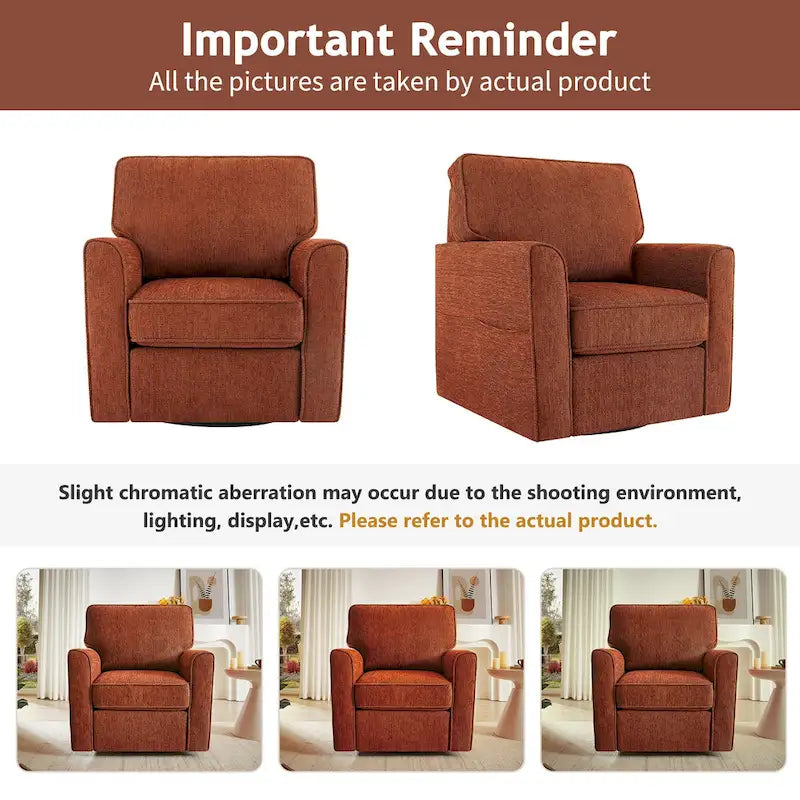 Fauteuil pivotant Chenille 360, Fauteuil moderne avec poches latérales, Fauteuil canapé pivotant, Fauteuil inclinable ergonomique pour chambre à coucher