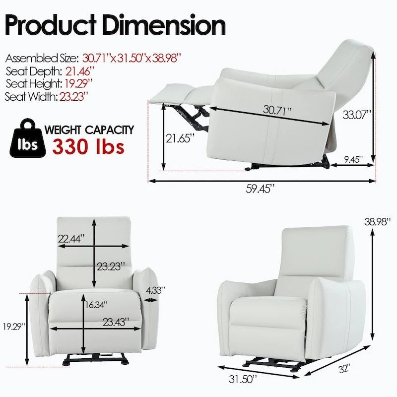 Fauteuil inclinable électrique mural, petit siège de cinéma maison avec soutien lombaire, canapé inclinable simple pour le salon