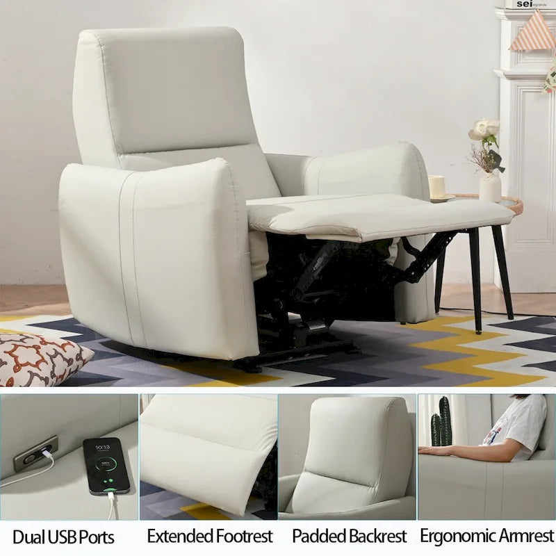 Fauteuil inclinable électrique mural, petit siège de cinéma maison avec soutien lombaire, canapé inclinable simple pour le salon