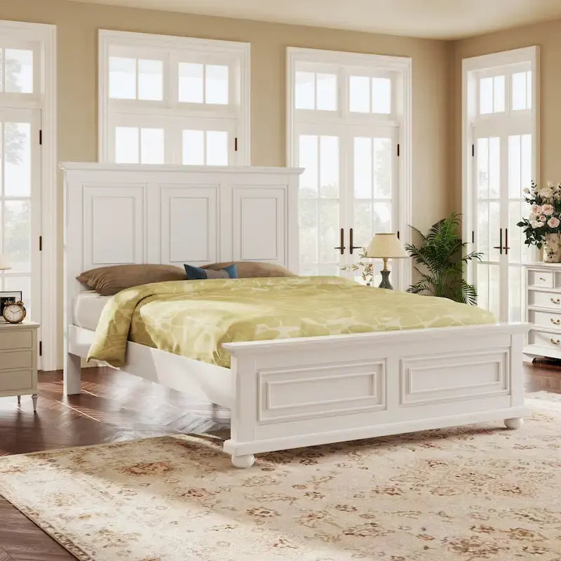 Lit plateforme en bois King Size de style vintage - Élégant et robuste