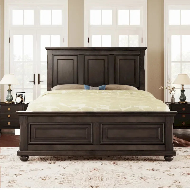 Lit plateforme en bois King Size de style vintage - Élégant et robuste