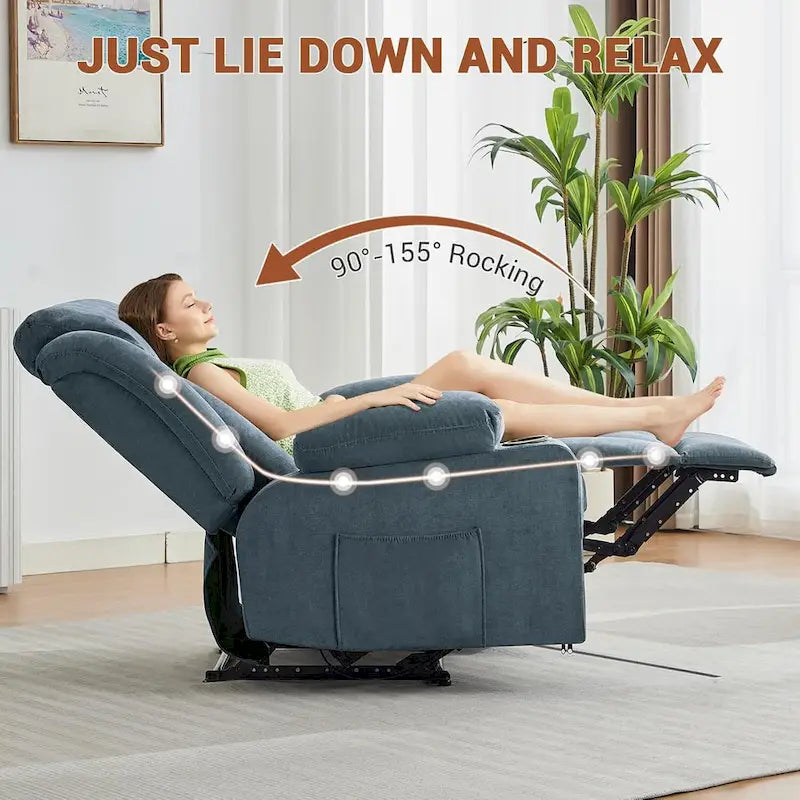 Fauteuil inclinable manuel surdimensionné avec massage par vibrations et fonction chauffante, canapé classique surpiqué à assise profonde