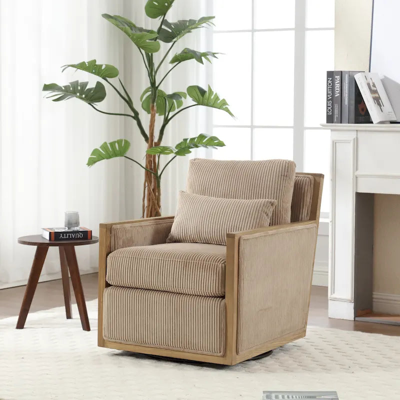 Fauteuil pivotant de 68 cm avec structure en bois dur