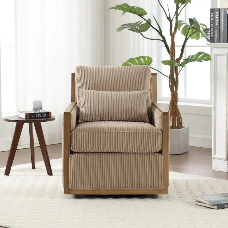 Fauteuil pivotant de 68 cm avec structure en bois dur