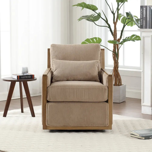 Fauteuil pivotant de 68 cm avec structure en bois dur