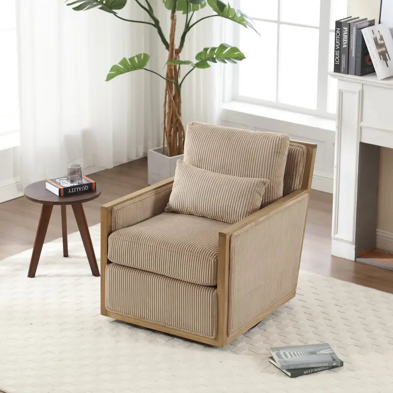 Fauteuil pivotant de 68 cm avec structure en bois dur