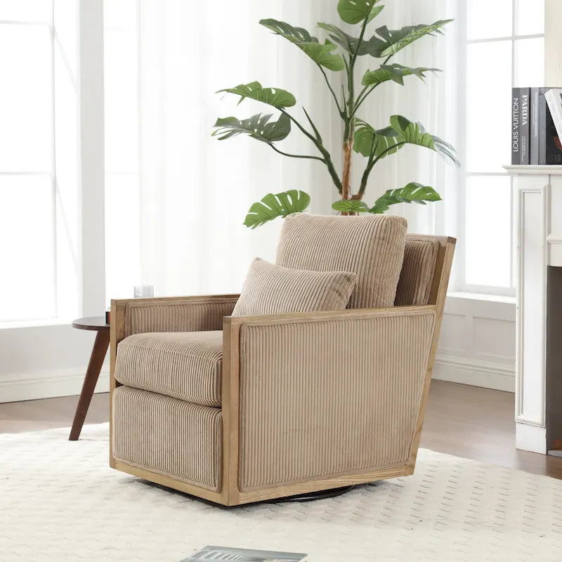 Fauteuil pivotant de 68 cm avec structure en bois dur