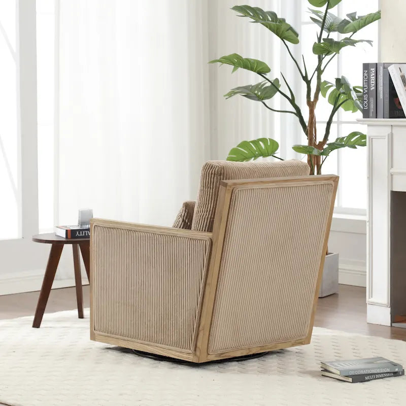 Fauteuil pivotant de 68 cm avec structure en bois dur