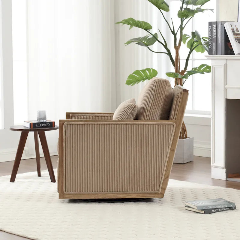 Fauteuil pivotant de 68 cm avec structure en bois dur