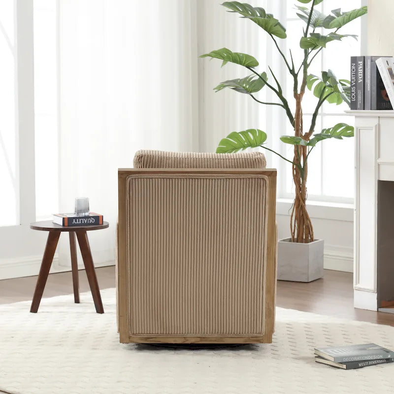 Fauteuil pivotant de 68 cm avec structure en bois dur
