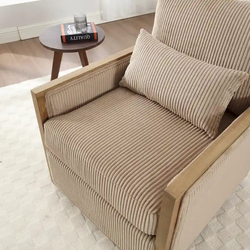 Fauteuil pivotant de 68 cm avec structure en bois dur