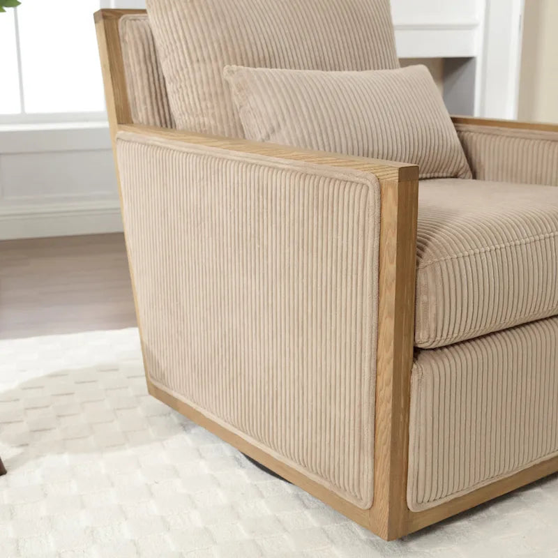 Fauteuil pivotant de 68 cm avec structure en bois dur
