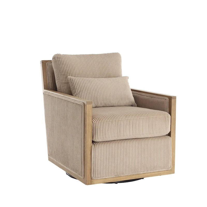 Fauteuil pivotant de 68 cm avec structure en bois dur