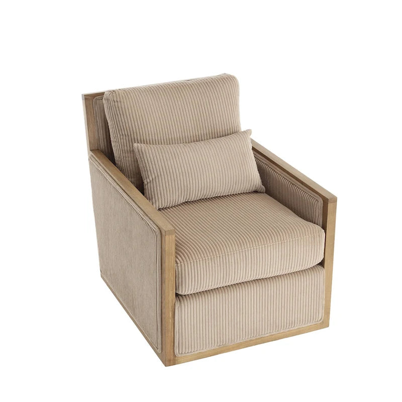Fauteuil pivotant de 68 cm avec structure en bois dur