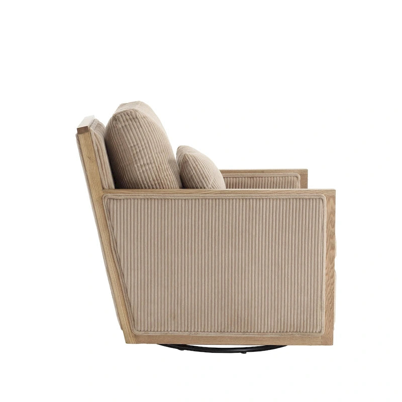 Fauteuil pivotant de 68 cm avec structure en bois dur