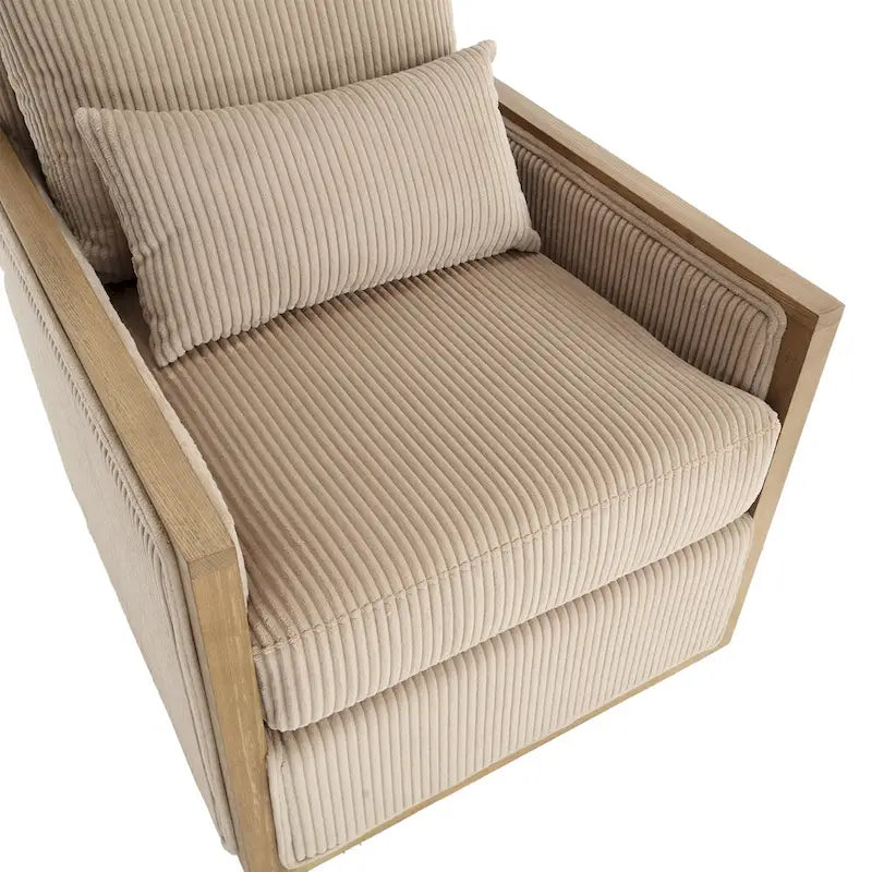 Fauteuil pivotant de 68 cm avec structure en bois dur