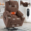 Fauteuil inclinable électrique bleu avec massage 8 points, soutien lombaire chauffant, deux ports USB et porte-gobelets en acier inoxydable