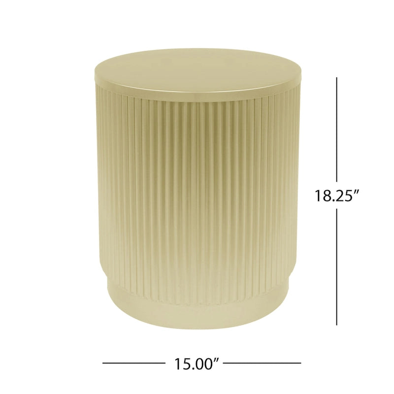 Table d'appoint ronde moderne avec rayures verticales et structure en fer pour salon ou chambre à coucher (15)