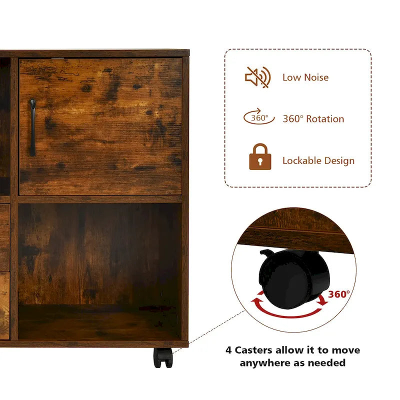 Meuble de rangement mobile latéral pour imprimante avec étagères de rangement