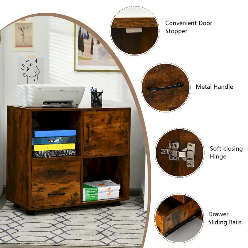 Meuble de rangement mobile latéral pour imprimante avec étagères de rangement