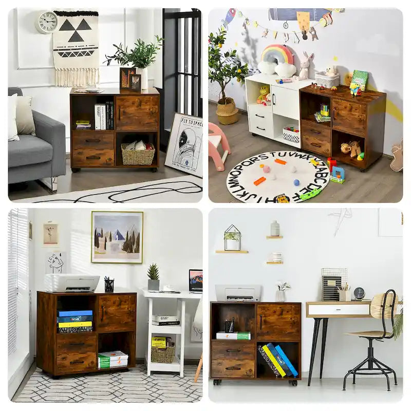 Meuble de rangement mobile latéral pour imprimante avec étagères de rangement